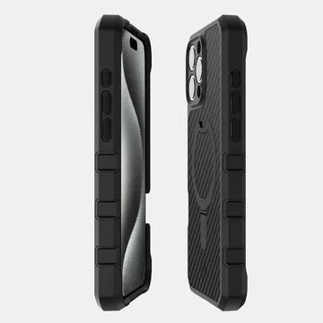 iPhone 16 Pro Max Itskins Force Carbon Magsafe With Stand - Black - Tashqila iPhone 16 Pro Max Itskins Force Carbon Magsafe With Stand - Black - Tashqila